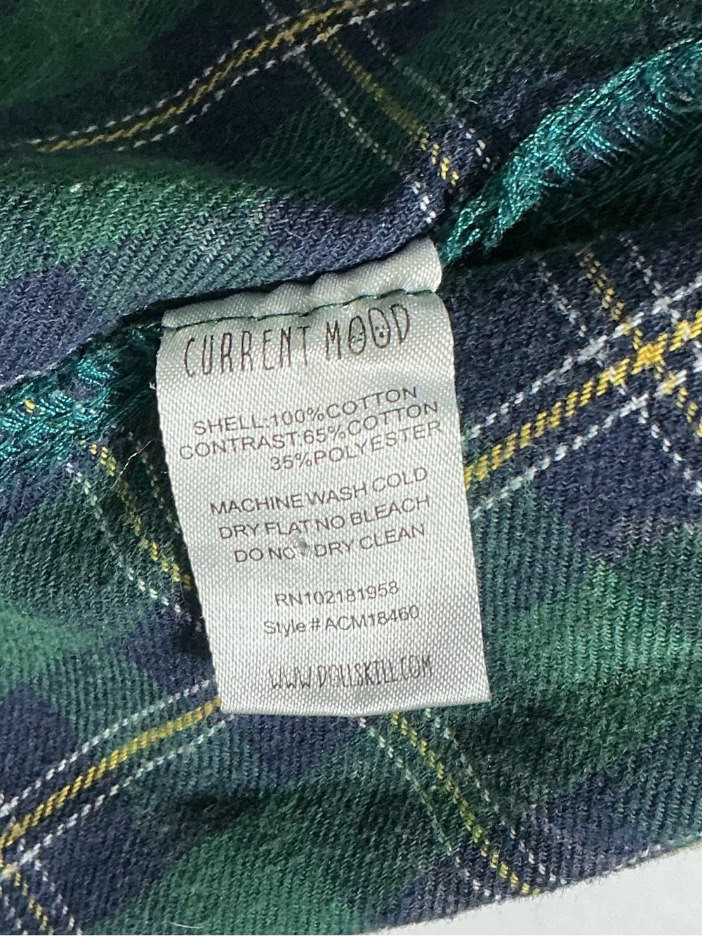 Current Mood Green Plaid Hooded Flannel Shirt Women’s S Grunge Distressed - Picture 6 of 15
